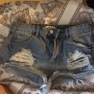 Forever 21 destroyed denim cutoff shorts